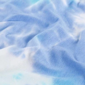 Custom elastic tie dye breathable and hygroscopic 32S Combed cotton spandex T-shirt fabric