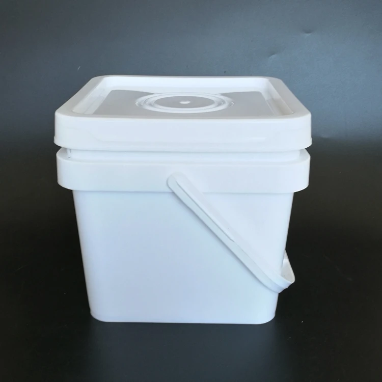 Custom food grade bucket 4L square plastic pail with lids.