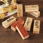 Custom  journal DIY decorative paintings fresh wooden plant leaves stamp