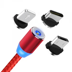 Custom Logo LED Nylon Braided Magnetic Micro USB Type C 8 Pin Charging Cable