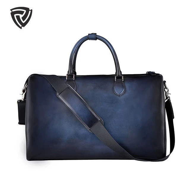 Custom luxury business genuine leather big mens leather travel bag for custom waterproof luxury sports leather duffle bag