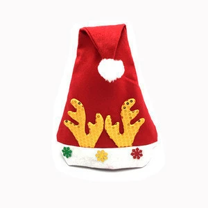 Custom Luxury Cap Christmas Party Santa Plush Hats Red And White