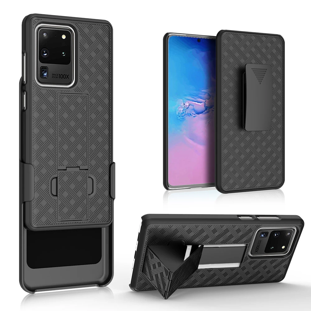 Custom phone case weave holster combo cover cell phone case for samsung s20 ultra phone case