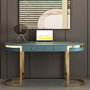 Custom size 120/140/160cm blue wood computer desk modern office desk table chair set