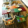 Custom wood dining table set Retro Themed Restaurant Dining Table Chairs