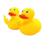 Cute cartoon vertical finger funny little yellow rubber duck car center console ornament paste car decorations