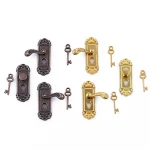 Cute Vintage Funny 1/12 Scale Dollhouse Miniature Door Lock and Key Doll House Fairy Mini Door Retro Metal DIY Accessories
