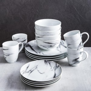 Dacheng factory Luxury Tableware Ceramic Marble Dinnerware Ceramic Dish Set