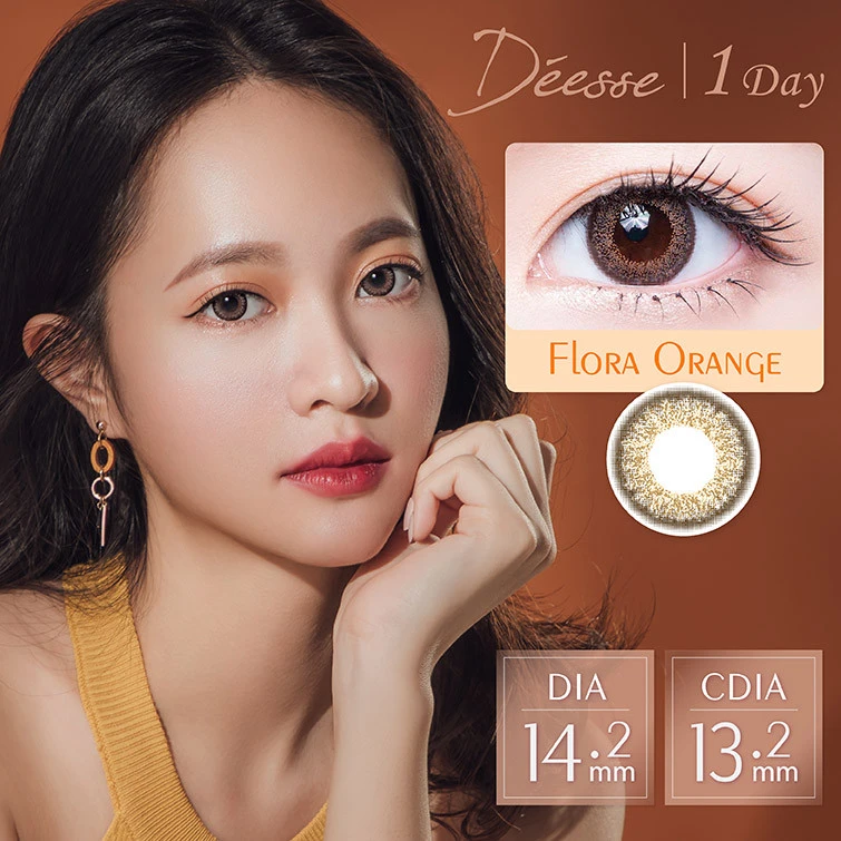 Deesse Daily Soft Color Contact Lenses | FLORA ORANGE | Wholesale | 38% Hydrogel | 14.2mm UV blocking | 10 pieces