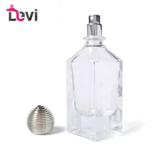 Devi 30ml crimp perfume bottle with silver screw thread plastic ball-shaped  cap