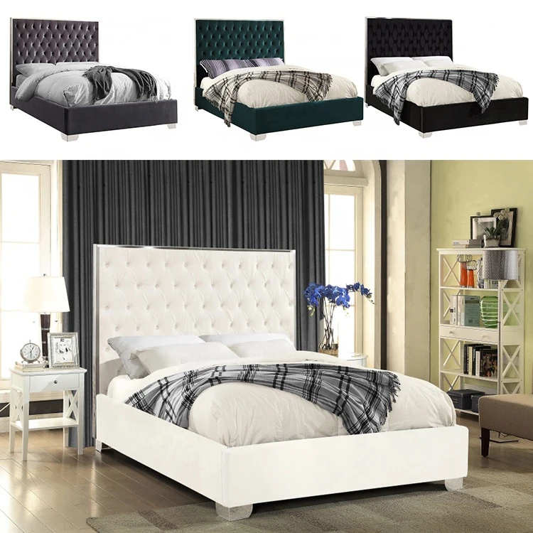 Dingzhi Bedroom Furniture Lurxury Lit Double Queen Size Metal Bed