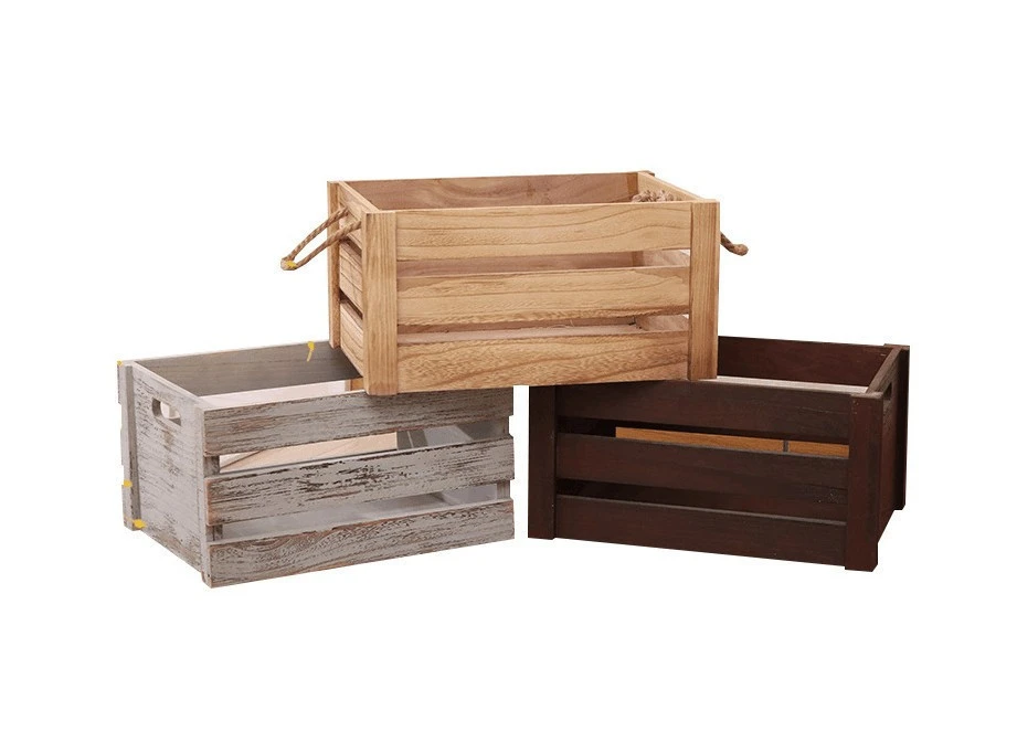 display gift box rustic wood Crate storage box