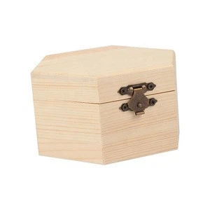 DIY wooden box wooden case wooden craft hexagon shape