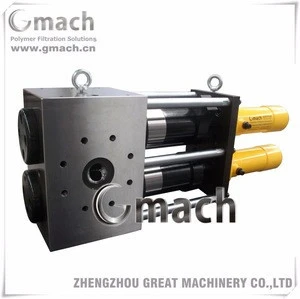 Double piston type continuous screen changer for plastic product making machinhery