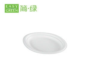 Easy Green Chinese Custom Dinnerware White Unique Shape Oval Party Disposable Eco Friendly Biodegradable Sugarcane Plates