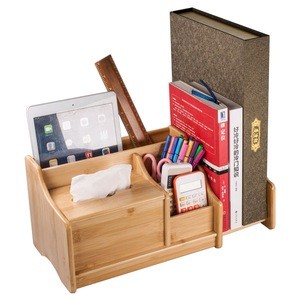 Eco Friendly Multifunction Office Stationery Bamboo Desk Organizer For Office School And Home