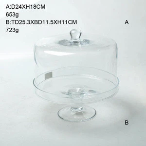 Elegant D20XH7.5CM glass cake stand with dome cover for wedding dessert party