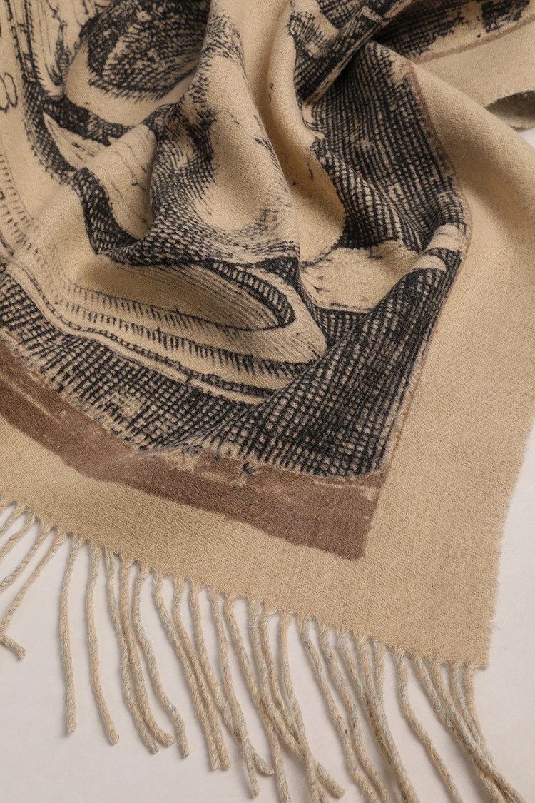 English vintage  plain woollen blanket autumn winter scarf cape