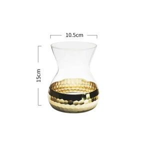 Engraved Electroplated Gold and Clear 900 ml Glass Vase