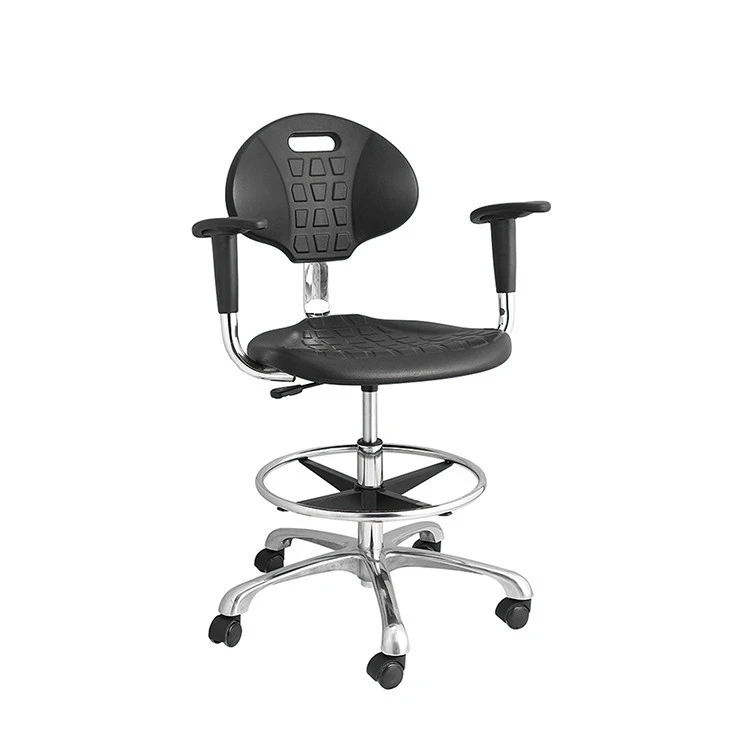 ESD Laboratory Hospital Salon PU Stool High Chair with Aluminum Footring