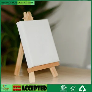 Factory Low Price Tabletop A-Frame Miniature Wooden Easel With Blank Stretched Canvas