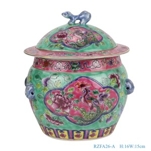 Famille Rose Handmade Enamel Porcelain Rice Container Storage Ginger Jars