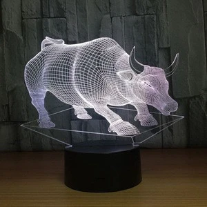 Fangjuu Amazing Now Battery Operated 3D LED Table Lamp Cow 3D Acrylic Lamp