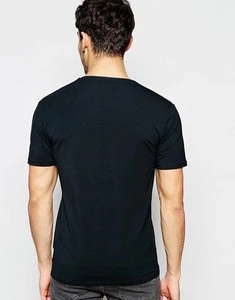 Fashion High Quality Apparel Factory Wholesale Men Clothes Black Blank V-Neck T-Shirt For Men