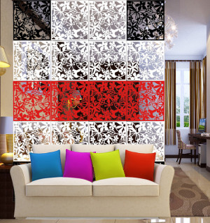 4pcs Flat Hollow Hanging Screen Partition Room Divider Curtain Wall Sticker