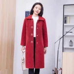 Fashionable Womens Long Faux Wool Clothes Faux Fur Coat Keeps Warm In Winter