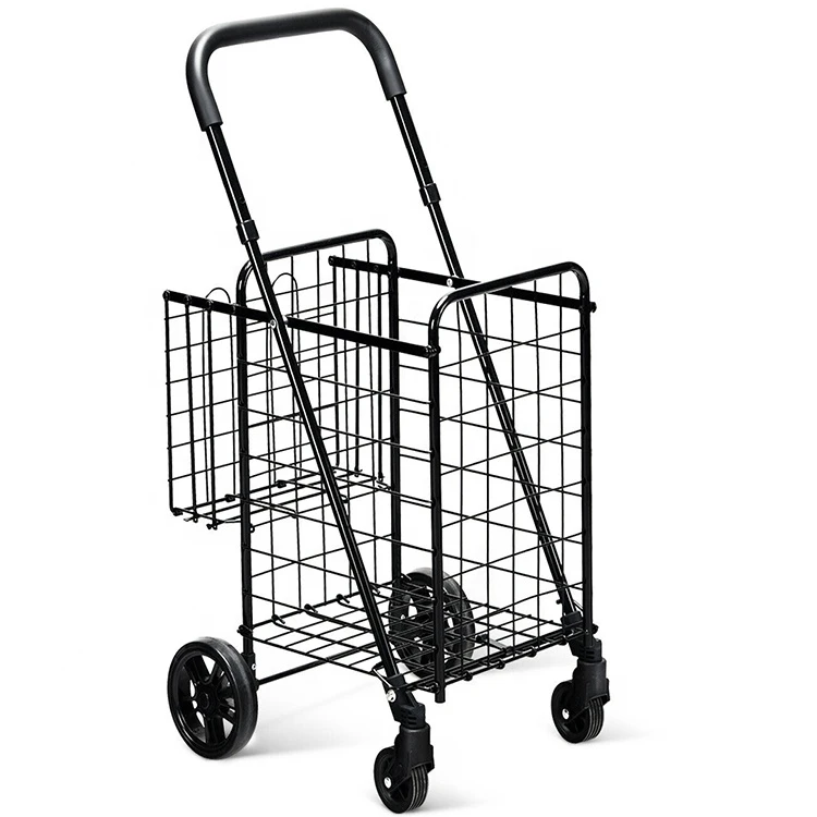 Folding black iron shopping cart supplier to walmart