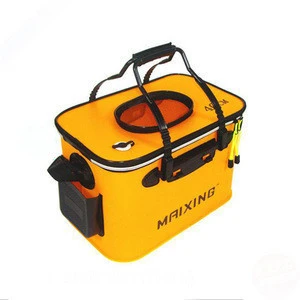 Folding Thicken Wear-resistant EVA Fishing Bucket Live Fish Bags Water Tank Container Oxygen Pump Sports Fishing Tackle Boxes