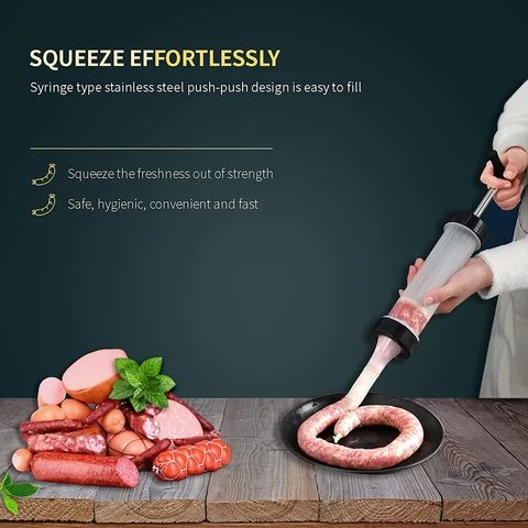 Food Grade Fast Sausage Filling Tool Kitchen Tool Manual Sausage Maker with 3 Tube