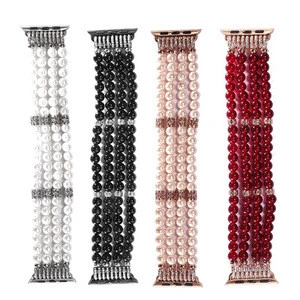 For iWatch Band Handmade Elastic Stretch Faux Pearl Bracelet Replacement Women Girls Strap For Apple Watch Bands 38mm 42mm 1 2 3
