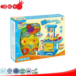 Funny kitchen play set plastic food toy for kid intelligence development
