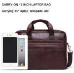 Genuine Leather 14" Men's Shoulder Bag Laptop Briefcase