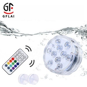 GFLAI 7cm IP68 Waterproof RF Remote Control Suction Cup 10 LEDs Underwater Pool Lights
