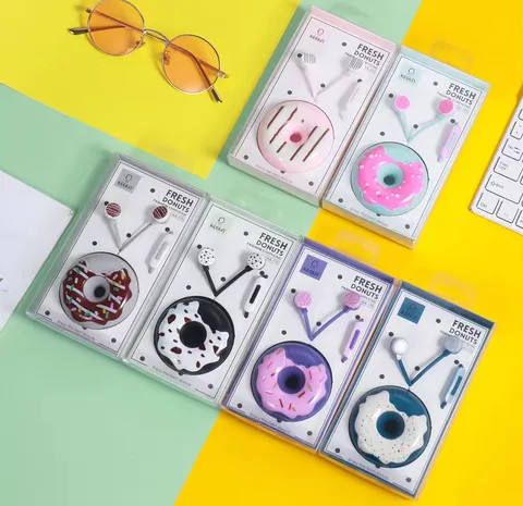 Girls cute stereo in-ear headphones donut donuts doughnut kids earbuds earbud wired Ecouteurs enfants for School Girls and Boys