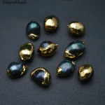 Gold plating Dark Gray Fresh Water Pearl Loose Beads for Jewelry Making
