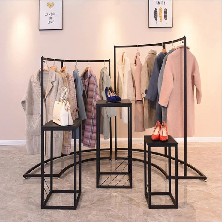 Golden Flowing Water Window Display Clothing Store Display Rack Floor Combination Womens Clothing Store Clothing Shelves