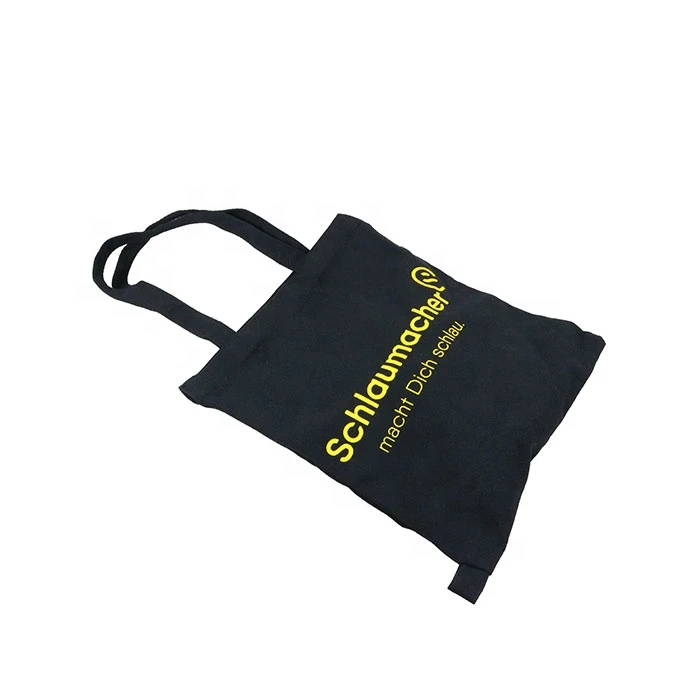 Good Quality Low Price Durable Black Canvas Tote Bag Rope Handle Custom Printing