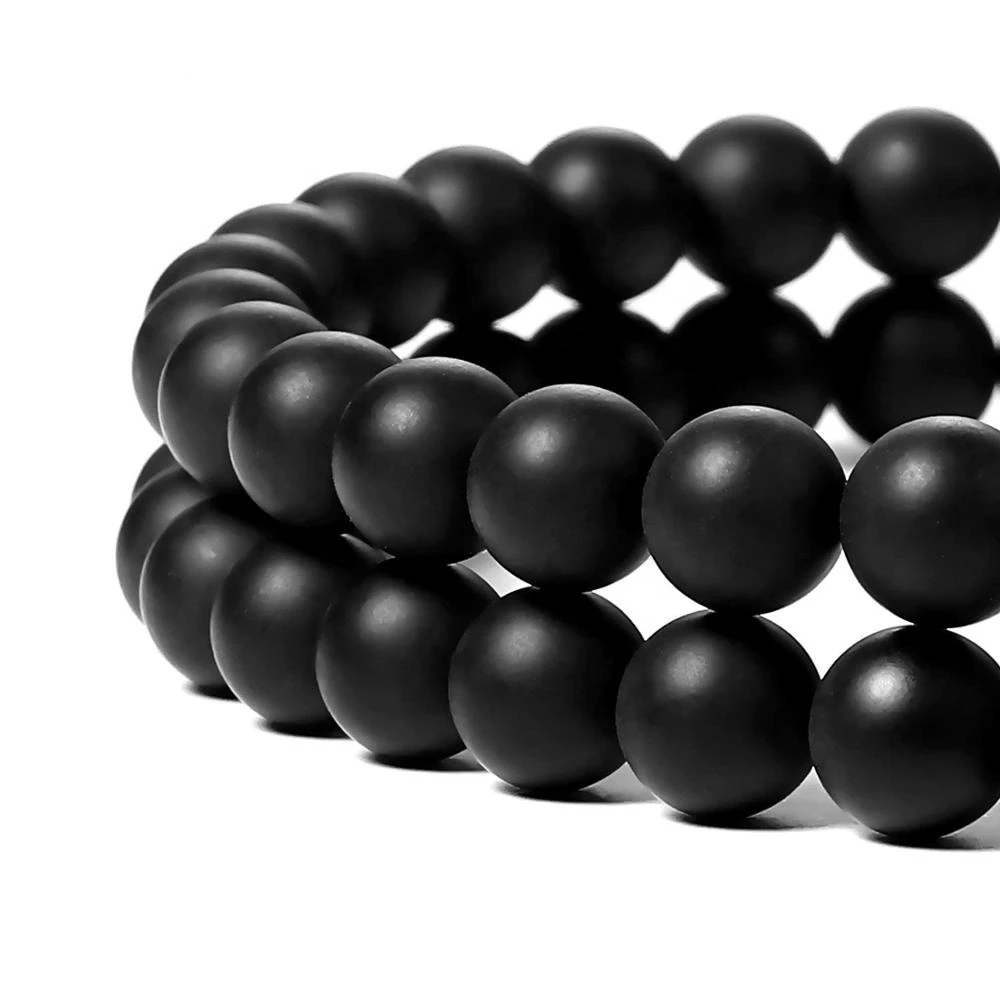 Gorgeous Matte Frosted 8mm Black Onyx Agate Loose Gemstone Round Beads For Jewelry Making Necklace Bracelet