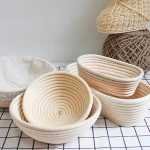 Handmade Rattan Bread Proofing Basket Fermentation Basket Set 10 Inch Vegetable Fruit Storage Basket Kit