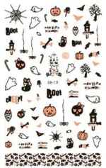 Happy Halloween Nail Art Sticker Decals hot sale on Amazon Pumpkin Bat Skull Shape Cartoon Nail Sticker for Nail Decoration