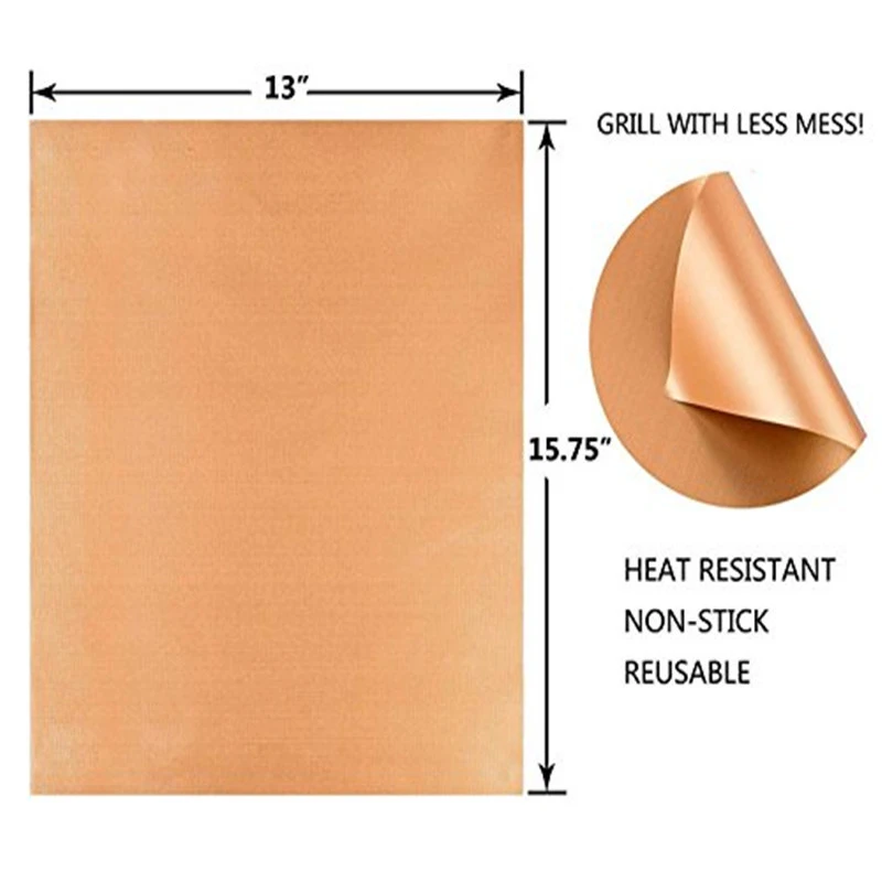 Heat Resistant set of 3 Nonstick Cooking Food Grade copper bbq grill mat