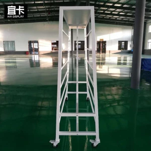 heavy duty double sided rolling fabric roll display rack for factory storage