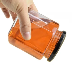 Hexagonal glass bottle 380ml one Jin honey chili sauce bottle food packaging bottle wholesale