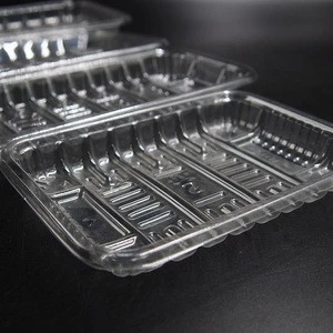 Hezhiyuan Disposable  Plastic Trays PP black square green vegetable plate for Direct sales