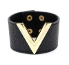 High Fashion Top Quality PU leather V shape Charm Wide Cuff Bracelet for Women