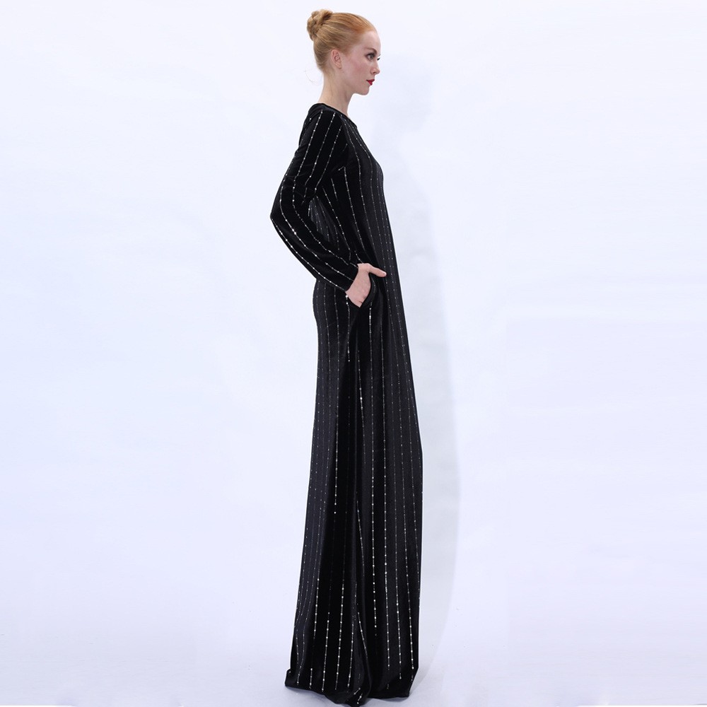 High quality luxury velvet abaya Islamic  party long dress